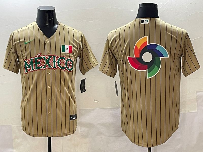Men Mexico Blank Brown Stripe Joint Name 2025 Nike MLB Jersey style 17->more jerseys->MLB Jersey